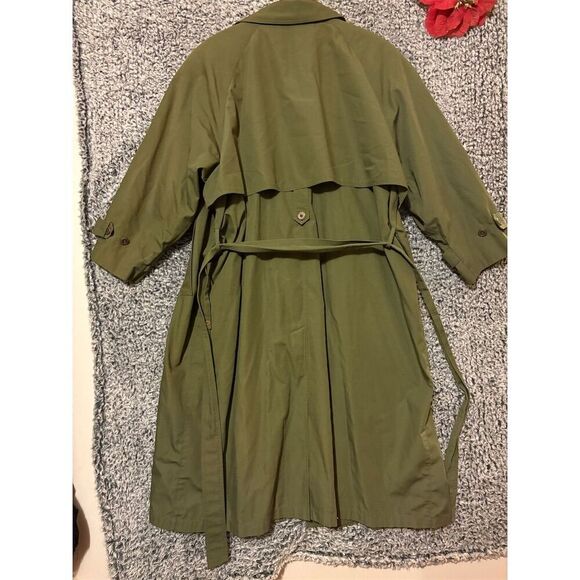 Avirex Men's Vintage Green Trench Coat Size L Double-Breasted Long - Picture 2 of 8